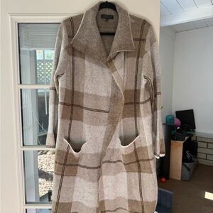 Joseph Cream and Brown Plaid Cape